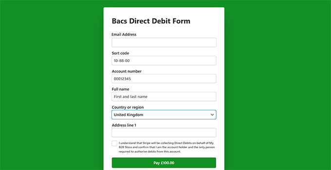 Bacs direct debit form preview Bacs direct debit form preview