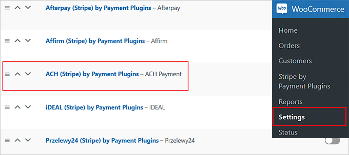 Choose ACH Payments option Choose ACH Payments option