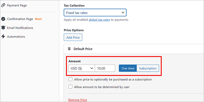 Add default price in the payment form Add default price in the payment form